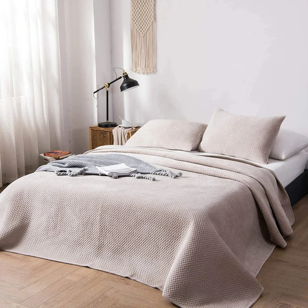 Plush Velvet King Size Bedding Set Coverlet 2 Shams 2 Pillows Like New